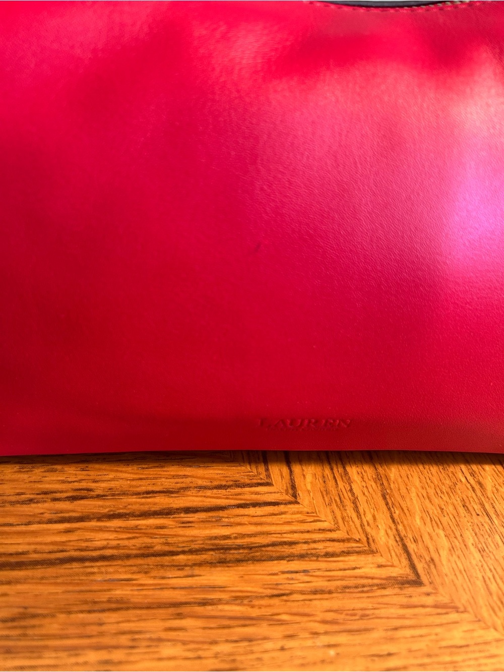 New Ralph Lauren Red Leather Shoulder Bag - Picture 2 of 12
